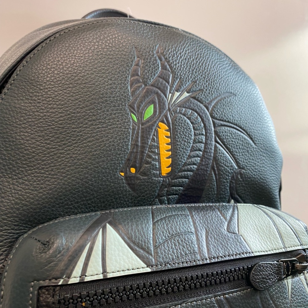 NWT Disney X Coach West Backpack Leather Villain Maleficent Dragon Graphic Bag - Picture 8 of 14